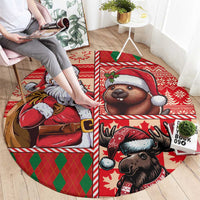 Canadian Christmas Round Carpet Santa Hoho Holiday - A Beaver and Moose