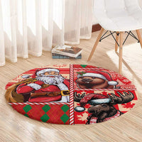Canadian Christmas Round Carpet Santa Hoho Holiday - A Beaver and Moose