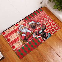 Canadian Christmas Rubber Doormat Santa Hoho Holiday - A Beaver and Moose - Wonder Print Shop