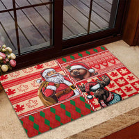 Canadian Christmas Rubber Doormat Santa Hoho Holiday - A Beaver and Moose - Wonder Print Shop
