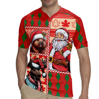 Canadian Christmas Rugby Jersey Santa Hoho Holiday - A Beaver and Moose - Wonder Print Shop