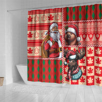 Canadian Christmas Shower Curtain Santa Hoho Holiday - A Beaver and Moose