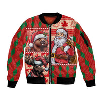 Canadian Christmas Sleeve Zip Bomber Jacket Santa Hoho Holiday - A Beaver and Moose - Wonder Print Shop