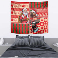 Canadian Christmas Tapestry Santa Hoho Holiday - A Beaver and Moose - Wonder Print Shop