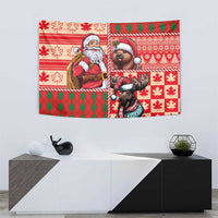 Canadian Christmas Tapestry Santa Hoho Holiday - A Beaver and Moose - Wonder Print Shop