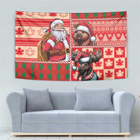 Canadian Christmas Tapestry Santa Hoho Holiday - A Beaver and Moose - Wonder Print Shop