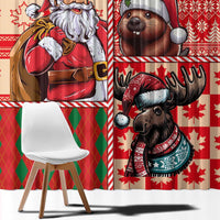 Canadian Christmas Window Curtain Santa Hoho Holiday - A Beaver and Moose - Wonder Print Shop