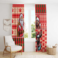 Canadian Christmas Window Curtain Santa Hoho Holiday - A Beaver and Moose - Wonder Print Shop