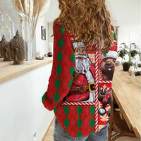Canadian Christmas Women Casual Shirt Santa Hoho Holiday - A Beaver and Moose - Wonder Print Shop