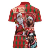 Canadian Christmas Women Polo Shirt Santa Hoho Holiday - A Beaver and Moose - Wonder Print Shop