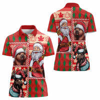Canadian Christmas Women Polo Shirt Santa Hoho Holiday - A Beaver and Moose - Wonder Print Shop
