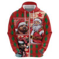 Canadian Christmas Zip Hoodie Santa Hoho Holiday - A Beaver and Moose - Wonder Print Shop