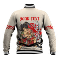 Personalised Japanese Culture Hawaii Style Baseball Jacket Japanese Samurai with Hawaiian Pattern - Wonder Print Shop
