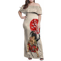 Personalised Japanese Culture Hawaii Style Family Matching Off Shoulder Maxi Dress and Hawaiian Shirt Japanese Samurai with Hawaiian Pattern - Wonder Print Shop