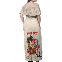 Personalised Japanese Culture Hawaii Style Family Matching Off Shoulder Maxi Dress and Hawaiian Shirt Japanese Samurai with Hawaiian Pattern - Wonder Print Shop