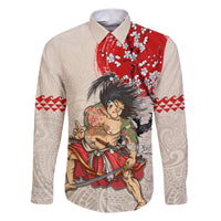 Personalised Japanese Culture Hawaii Style Family Matching Short Sleeve Bodycon Dress and Hawaiian Shirt Japanese Samurai with Hawaiian Pattern - Wonder Print Shop