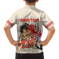 Personalised Japanese Culture Hawaii Style Kid Hawaiian Shirt Japanese Samurai with Hawaiian Pattern - Wonder Print Shop