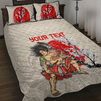 Personalised Japanese Culture Hawaii Style Quilt Bed Set Japanese Samurai with Hawaiian Pattern - Wonder Print Shop