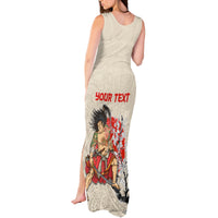 Personalised Japanese Culture Hawaii Style Tank Maxi Dress Japanese Samurai with Hawaiian Pattern - Wonder Print Shop