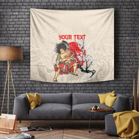 Personalised Japanese Culture Hawaii Style Tapestry Japanese Samurai with Hawaiian Pattern - Wonder Print Shop