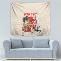 Personalised Japanese Culture Hawaii Style Tapestry Japanese Samurai with Hawaiian Pattern - Wonder Print Shop