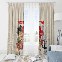 Personalised Japanese Culture Hawaii Style Window Curtain Japanese Samurai with Hawaiian Pattern - Wonder Print Shop