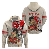 Personalised Japanese Culture Hawaii Style Zip Hoodie Japanese Samurai with Hawaiian Pattern - Wonder Print Shop