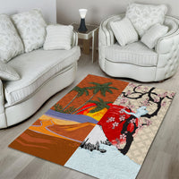 Japanese Culture Hawaii Style Area Rug Mauna Kea and Fuji Mountains - Wonder Print Shop