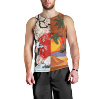 Japanese Culture Hawaii Style Men Tank Top Mauna Kea and Fuji Mountains - Wonder Print Shop