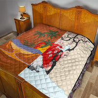 Japanese Culture Hawaii Style Quilt Mauna Kea and Fuji Mountains - Wonder Print Shop