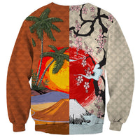 Japanese Culture Hawaii Style Sweatshirt Mauna Kea and Fuji Mountains - Wonder Print Shop