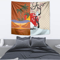 Japanese Culture Hawaii Style Tapestry Mauna Kea and Fuji Mountains - Wonder Print Shop