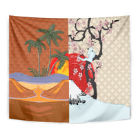 Japanese Culture Hawaii Style Tapestry Mauna Kea and Fuji Mountains - Wonder Print Shop