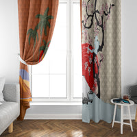 Japanese Culture Hawaii Style Window Curtain Mauna Kea and Fuji Mountains - Wonder Print Shop