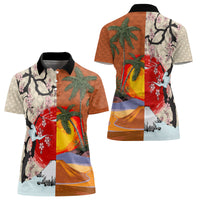 Japanese Culture Hawaii Style Women Polo Shirt Mauna Kea and Fuji Mountains - Wonder Print Shop