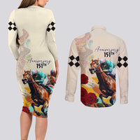 Kentucky Horse Racing 151st Anniversary Couples Matching Long Sleeve Bodycon Dress and Long Sleeve Button Shirt LT03