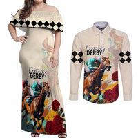 Kentucky Horse Racing 151st Anniversary Couples Matching Off Shoulder Maxi Dress and Long Sleeve Button Shirt LT03