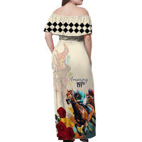 Kentucky Horse Racing 151st Anniversary Off Shoulder Maxi Dress LT03
