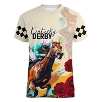 Kentucky Horse Racing 151st Anniversary Women V-Neck T-Shirt LT03