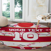 Custom Japan Rugby Round Carpet Sakura Blossom Go Champion 2024