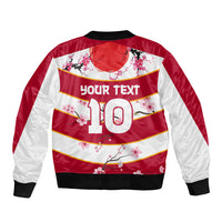 Custom Japan Rugby Sleeve Zip Bomber Jacket Sakura Blossom Go Champion 2024 - Wonder Print Shop
