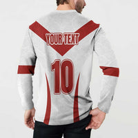 Custom England Rugby-The Red Rose Button Sweatshirt Go Champions