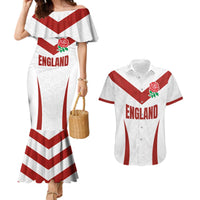 Custom England Rugby-The Red Rose Couples Matching Mermaid Dress and Hawaiian Shirt Go Champions
