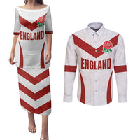 Custom England Rugby-The Red Rose Couples Matching Puletasi and Long Sleeve Button Shirt Go Champions