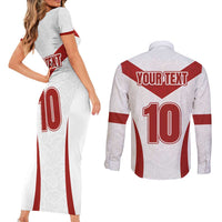 Custom England Rugby-The Red Rose Couples Matching Short Sleeve Bodycon Dress and Long Sleeve Button Shirt Go Champions