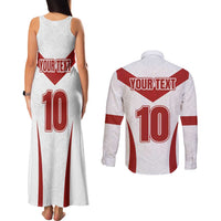 Custom England Rugby-The Red Rose Couples Matching Tank Maxi Dress and Long Sleeve Button Shirt Go Champions