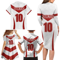 Custom England Rugby-The Red Rose Family Matching Long Sleeve Bodycon Dress and Hawaiian Shirt Go Champions