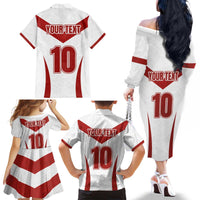 Custom England Rugby-The Red Rose Family Matching Off The Shoulder Long Sleeve Dress and Hawaiian Shirt Go Champions