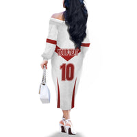 Custom England Rugby-The Red Rose Family Matching Off The Shoulder Long Sleeve Dress and Hawaiian Shirt Go Champions