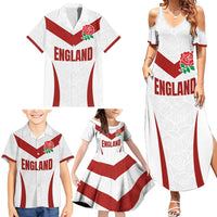Custom England Rugby-The Red Rose Family Matching Summer Maxi Dress and Hawaiian Shirt Go Champions